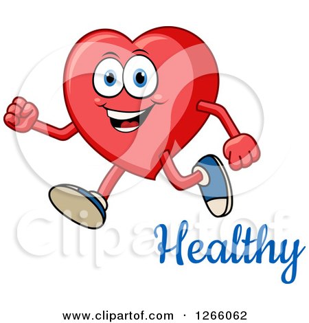 450x470 Clipart Of A Happy Heart Character Running Over Healthy Text