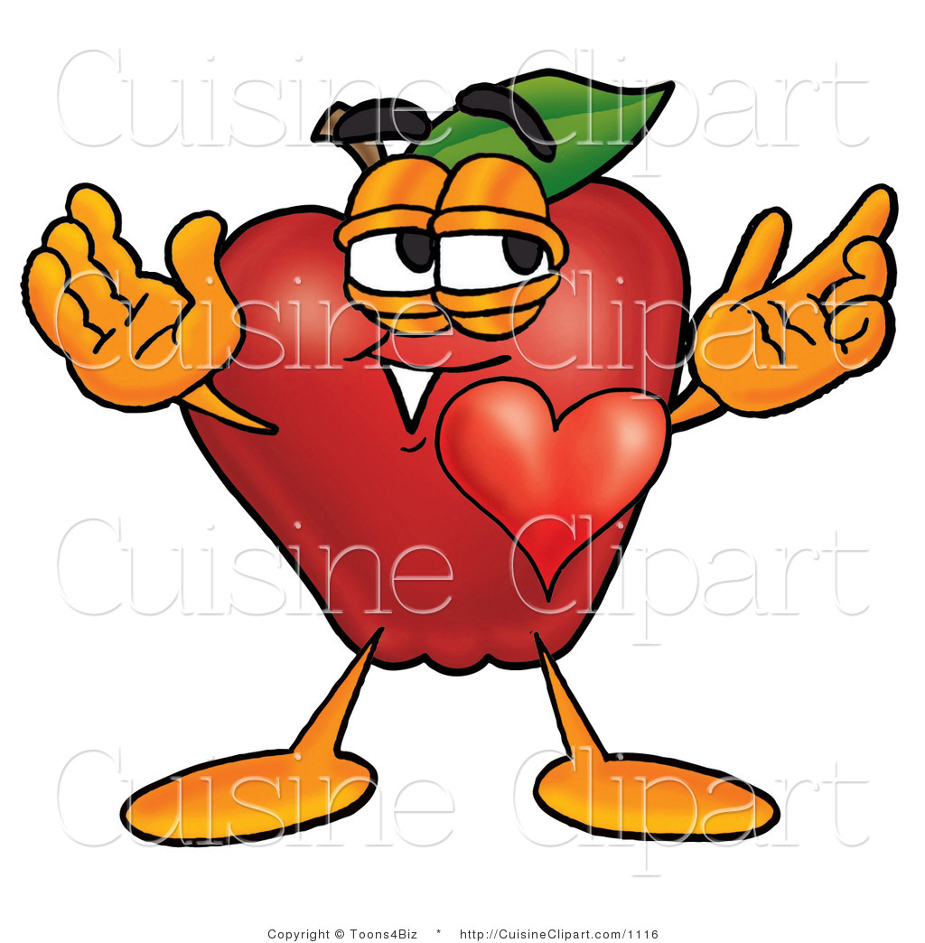 1024x1044 Cuisine Clipart Of A Romantic Healthy Red Apple Character Mascot