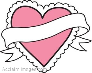 300x238 Clip Art Picture Of A Frilly Pink Heart With A Banner
