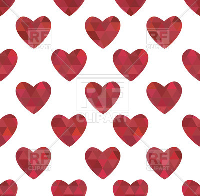 400x392 Seamless Pattern With Red Hearts In Crystalline Style Royalty Free