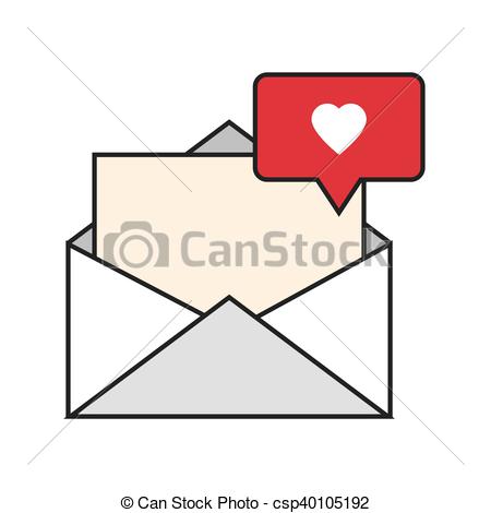 450x470 Flat Design Message Envelope And Heart Notification Icon Eps