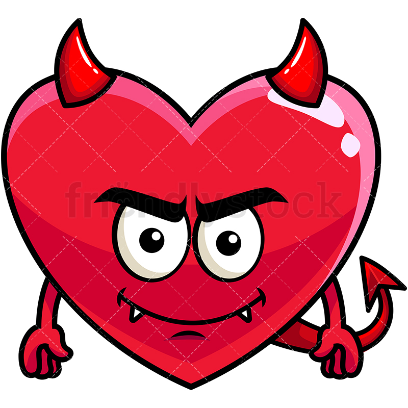 800x800 Crafty Devil Heart Emoji Cartoon Vector Clipart