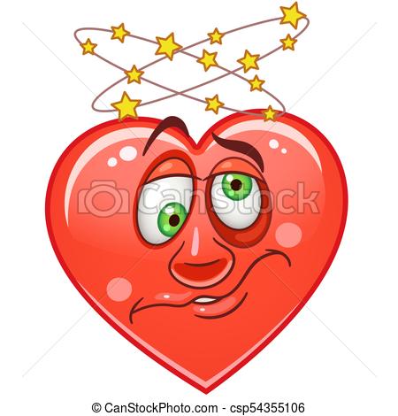 450x470 Heart Emoticons Smiley Emoji. Cartoon Red Heart With Dizzy
