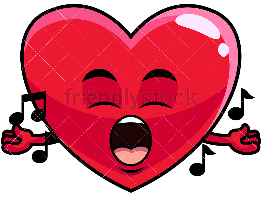 1067x800 Singing Heart Emoji Cartoon Vector Clipart