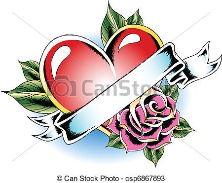 450x371 Heart Flower Tattoo Vectors
