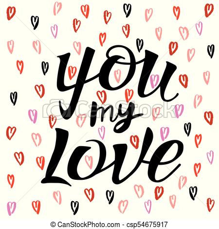 450x470 Letters Calligraphy, On Love Heart Pattern. Letters Hand Vector