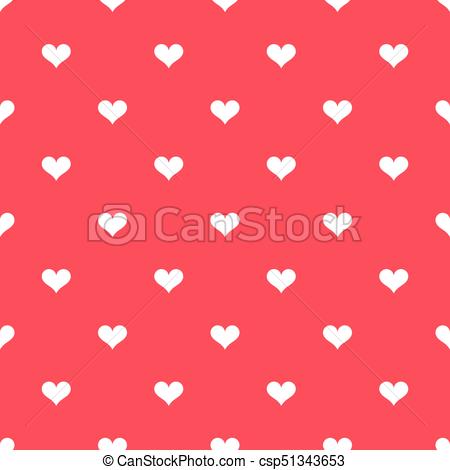 450x470 White Hearts On Red Background Pattern. Vector Illustration