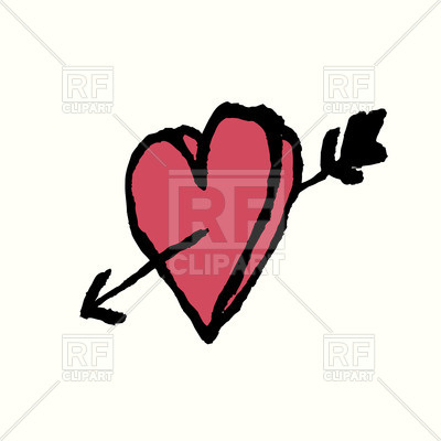400x400 Hand Drawn Heart And Arrow Royalty Free Vector Clip Art Image