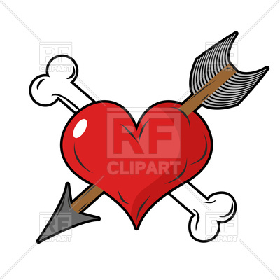 400x400 Heart With Arrow And Bone, Symbol Of Love Royalty Free Vector Clip