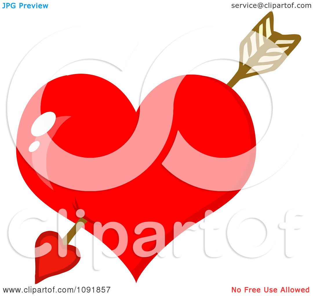 1080x1024 Clipart Cupids Arrow Through A Shiny Red Valentine Heart