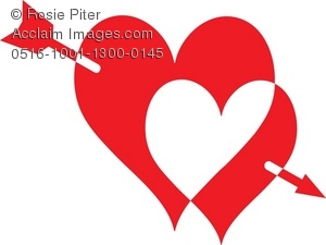 300x225 Clipart Illustration Of Two Hearts Pierced With An Arrow