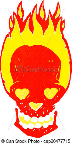 237x470 Cartoon Flaming Skull With Love Heart Eyes Vector Clip Art