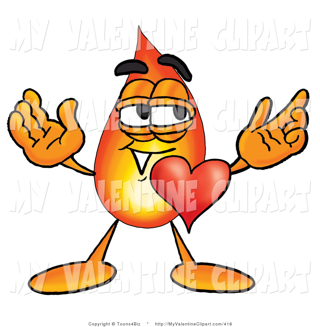 1024x1044 Valentine's Clipart Of A Fire Mascot Cartoon Character With His