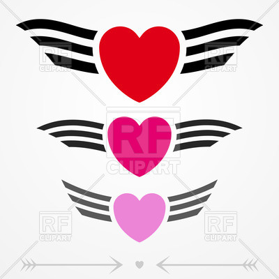 400x400 Graphic Love Emblems With Hearts And Wings Royalty Free Vector