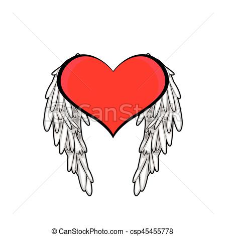 450x470 Heart And Wings Vectors Illustration