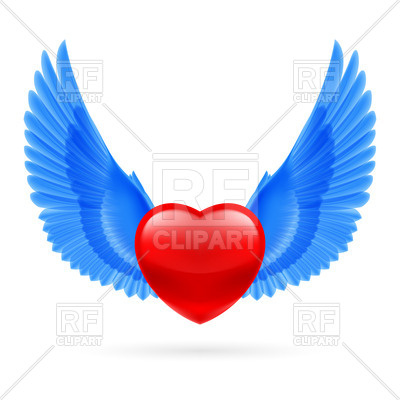 400x400 Heart With Raised Blue Wings Royalty Free Vector Clip Art Image