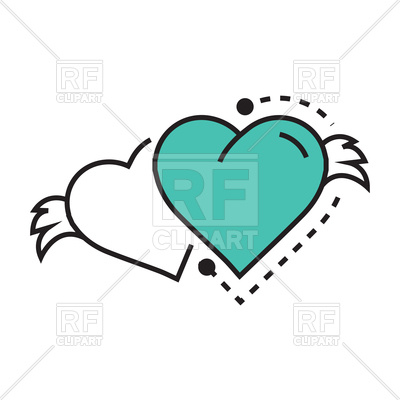 400x400 Icon Of White And Blue Hearts With Wings Royalty Free Vector Clip
