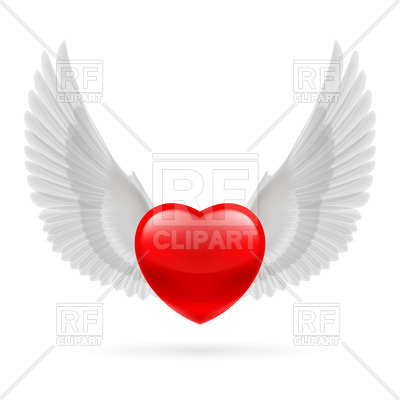 400x400 Red Heart With White Raised Angel Wings Royalty Free Vector Clip