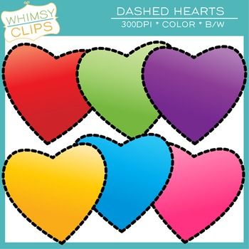 350x350 The Dashed Hearts Clip Art Freebie Includes 6 Color Images And 2