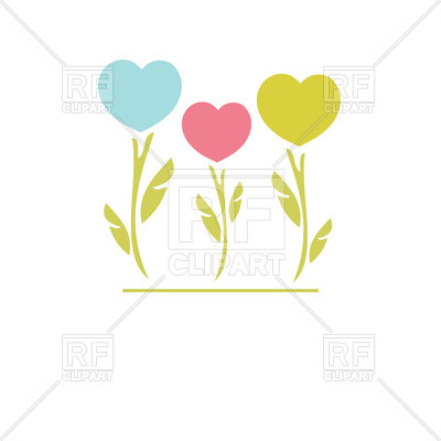 400x400 Three Abstract Flower Looking Hearts Royalty Free Vector Clip Art