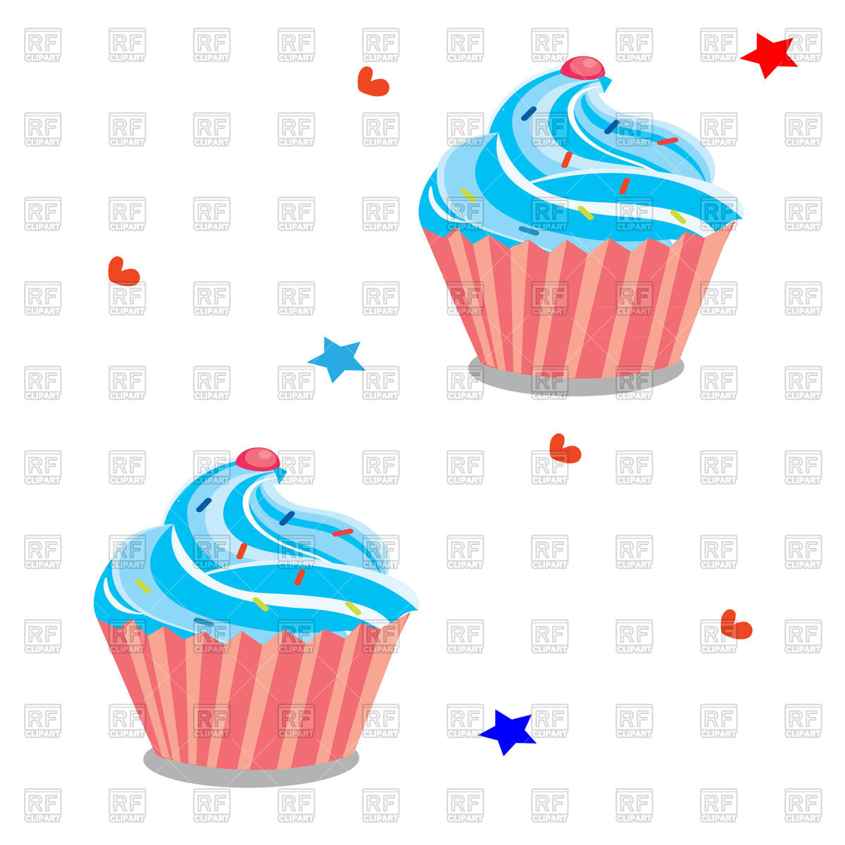 1200x1200 Cupcake With Blue Cream On Background With Stars And Hearts