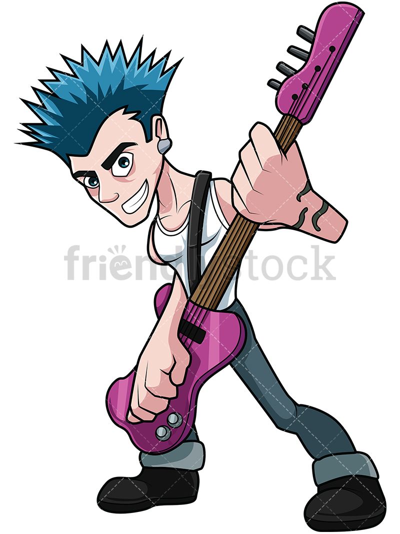 800x1067 Punk Rocker Guitar Player Cartoon Vector Clipart