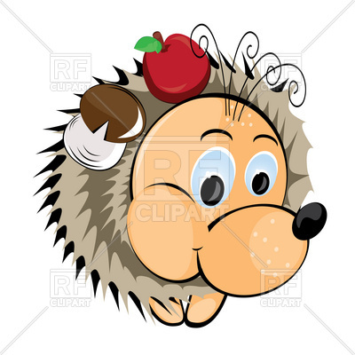 400x400 Hedgehog With Apple And Mushroom On His Needles Royalty Free