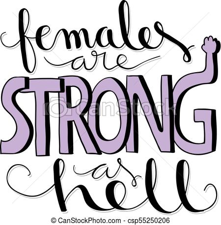 450x458 Females Are Strong As Hell Handwritten Lettering Vector Clipart