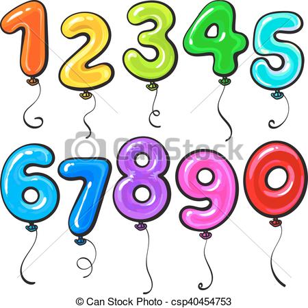 450x449 Bunte, Geformt, Zahl, Hell, Luftballone . Clipart