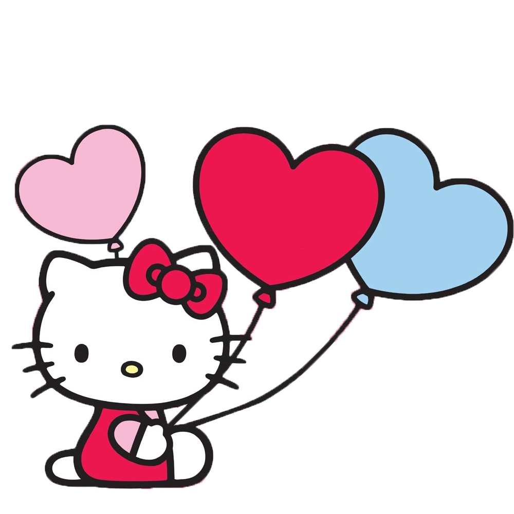 1000x1000 Hello Kitty With Balloons Transparent Png