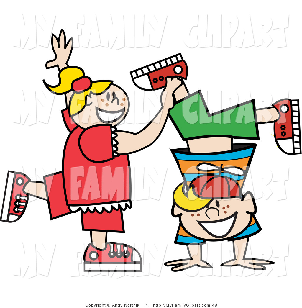 1024x1044 Clip Art Of A Happy Freckled Blond Little Girl Helping Her Younger