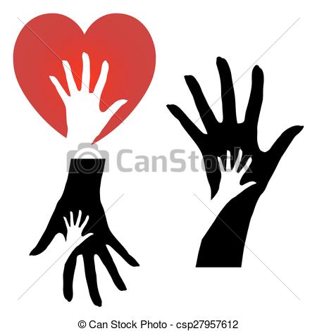 450x470 Set Of Three Different Helping Hands Icons On A White Vector