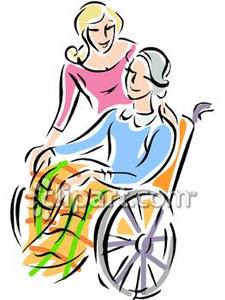 225x300 Woman Helping A Wheelchair Bound Lady Clipart Picture