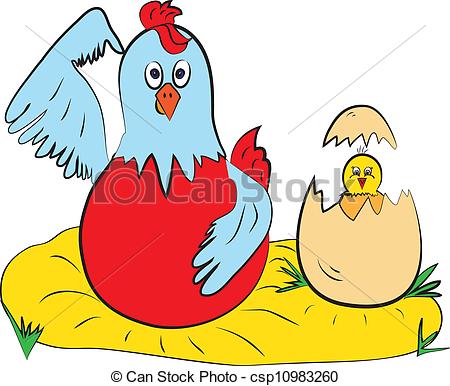 450x386 Chick Hen Color Page Clip Art Vector