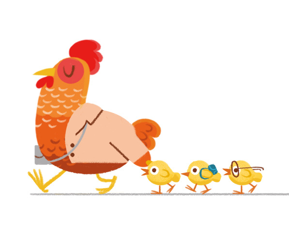 597x501 Miss Hen And Baby Chicks