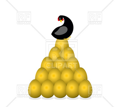 400x356 Black Hen Bears Golden Egg Royalty Free Vector Clip Art Image