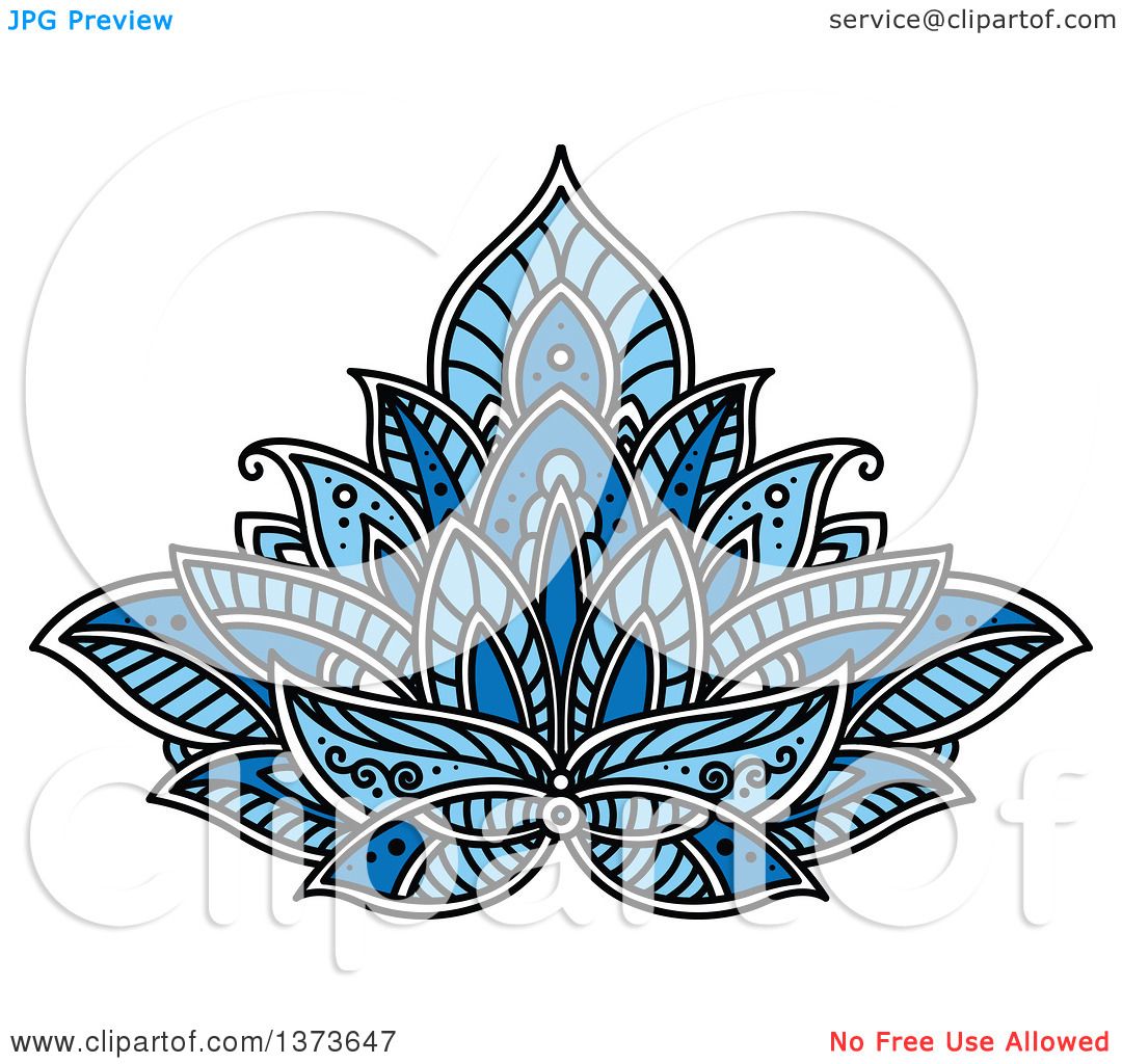 1080x1024 Clipart Of A Blue Henna Lotus Flower
