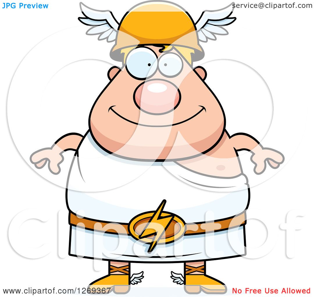 1080x1024 Clipart Of A Cartoon Happy Chubby Greek Olympian God Hermes
