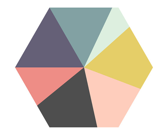 570x457 Geometric Clip Art Grey, Pink, Mustard, Purple Hexagon