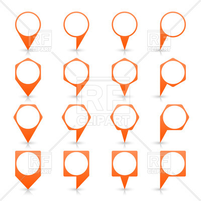 400x400 Set Of Square, Hexagon And Round Shape Location Markers