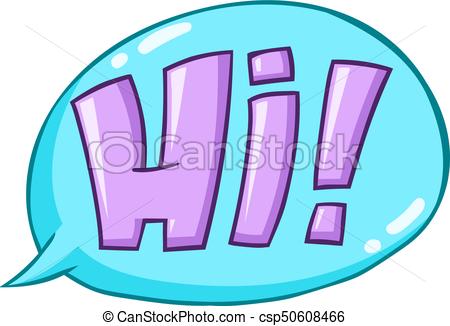 450x326 Hi Word. Speech Bubble With Hand Drawn Hi. Word Lettering Clip