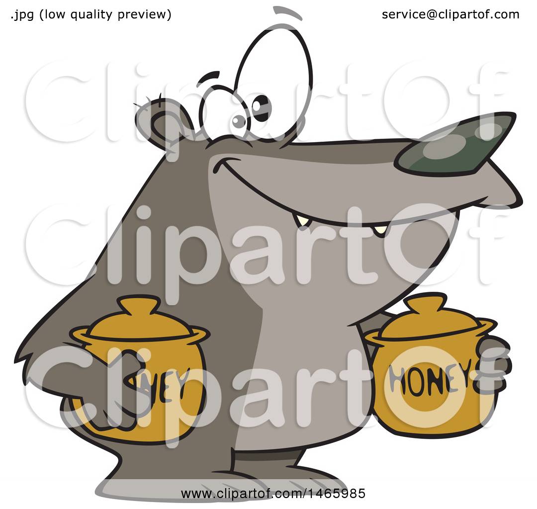 1080x1024 Clipart Of A Cartoon Bear Carrying Honey Jars