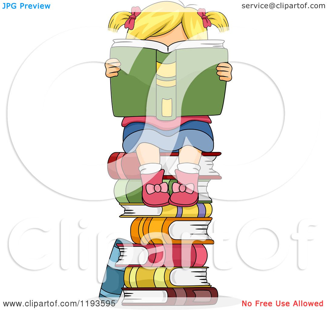 1080x1024 Cartoon A Blond Girl Hidden Behind A Book On Top A Stack