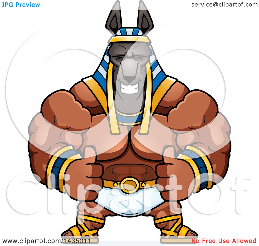 1080x1024 Clipart Of A Cartoon Buff Muscular Anubis Giving Two Thumbs Up