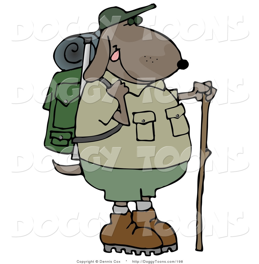 1024x1044 Doggy Clipart Of A Happy Brown Dog Using A Hiking Stick While