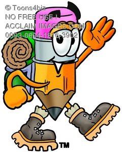 240x300 Stock Clipart Image Of A Cartoon Pencil Character Hiking