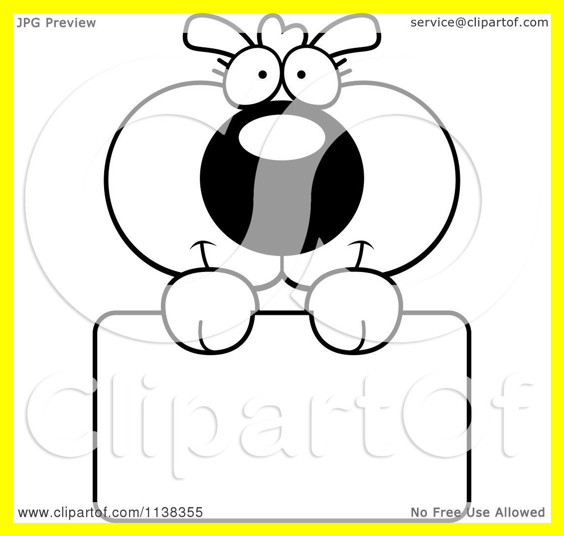 1132x1076 Marvelous Cartoon Clipart Of An Outlined Cute Dog Holding A Sign