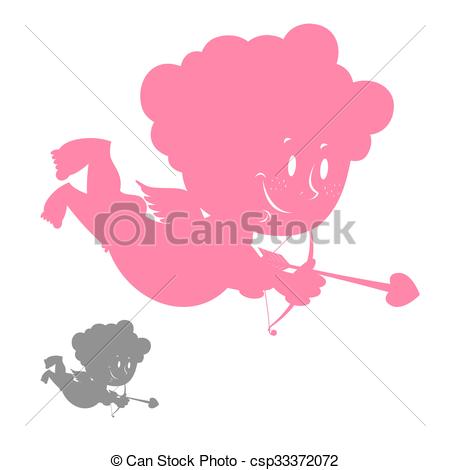 450x470 Cupid Silhouette. Pink Angel With A Smile. Hilarious Cute