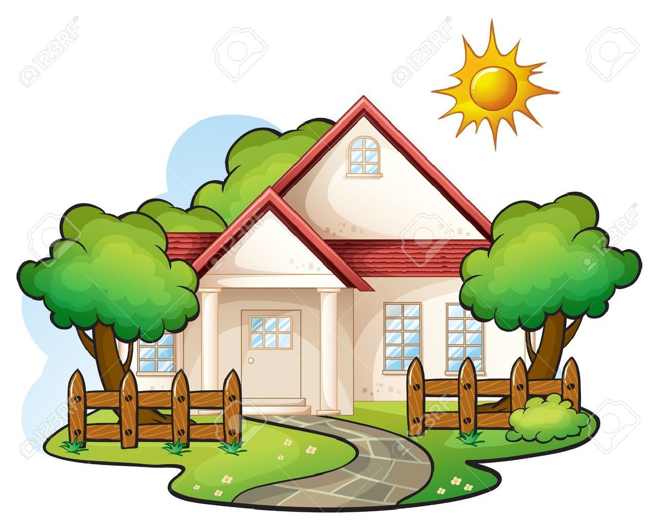 1300x1039 Quaint Little House On A Hill Free Clip Art Background Clipart