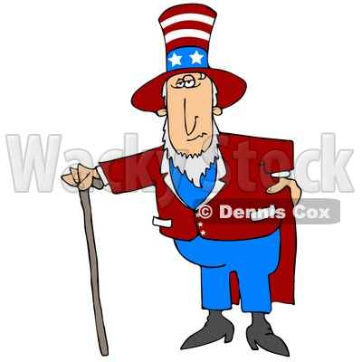 400x400 Uncle Sam In A Red And White Striped Hat With Stars, Red Jacket